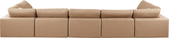 Comfy - 7 Piece Faux Leather Modular Armless Sectional - Tan - Simple Home Plus