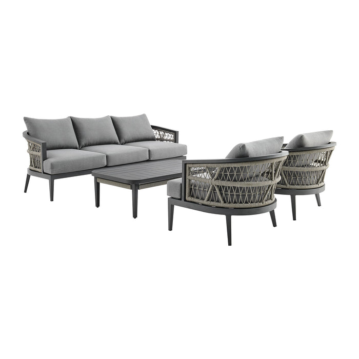 Zella - Outdoor Patio 4 Piece Conversation Set - Light Gray - Simple Home Plus