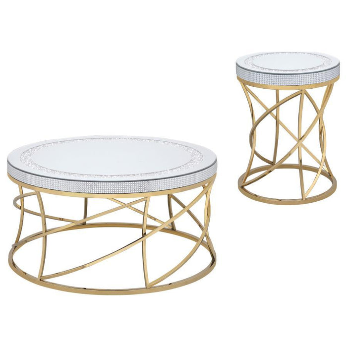 Elise - Round Mirror Top Coffee Table Set - Simple Home Plus