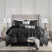Laurel - Pieced Pleated 7 Piece Tufted Comforter Set - Black - Simple Home Plus