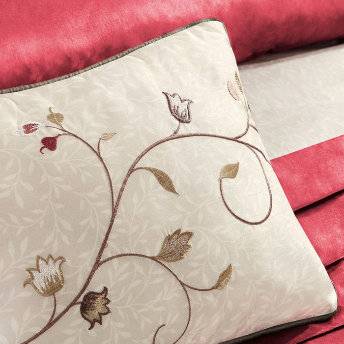 Serene - King Embroidered Piece Comforter (Set of 7) - Red - Simple Home Plus