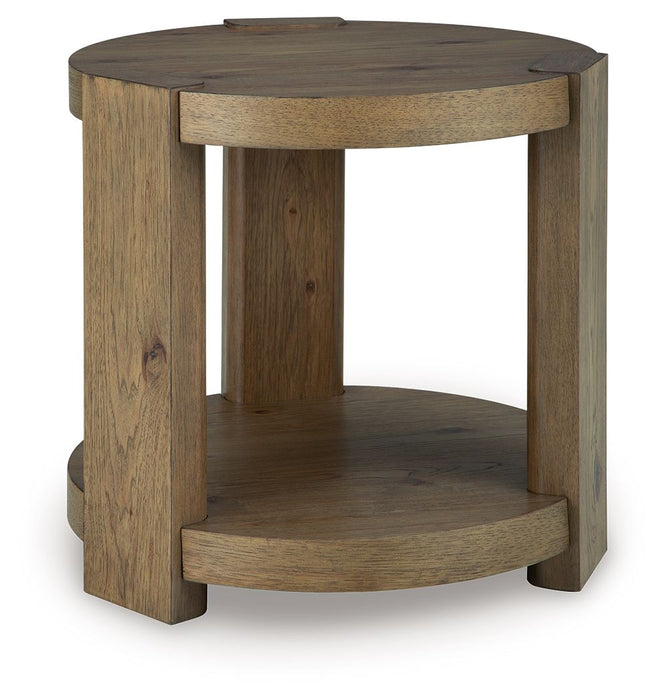 Flangren - Round End Table - Light Brown - Simple Home Plus