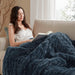 Ruched Fur - Throw - Slate Blue - Simple Home Plus