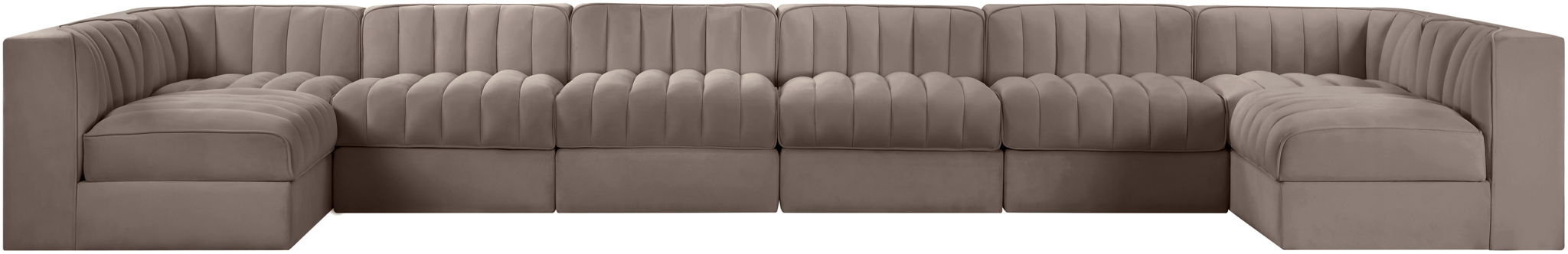 Rummi - Velvet Performance Fabric Upholstered 8 Piece Modular Sectional (With 2 Corner Chairs) - Simple Home Plus
