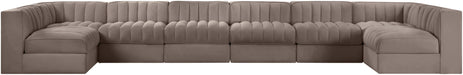 Rummi - Velvet Performance Fabric Upholstered 8 Piece Modular Sectional (With 2 Corner Chairs) - Simple Home Plus
