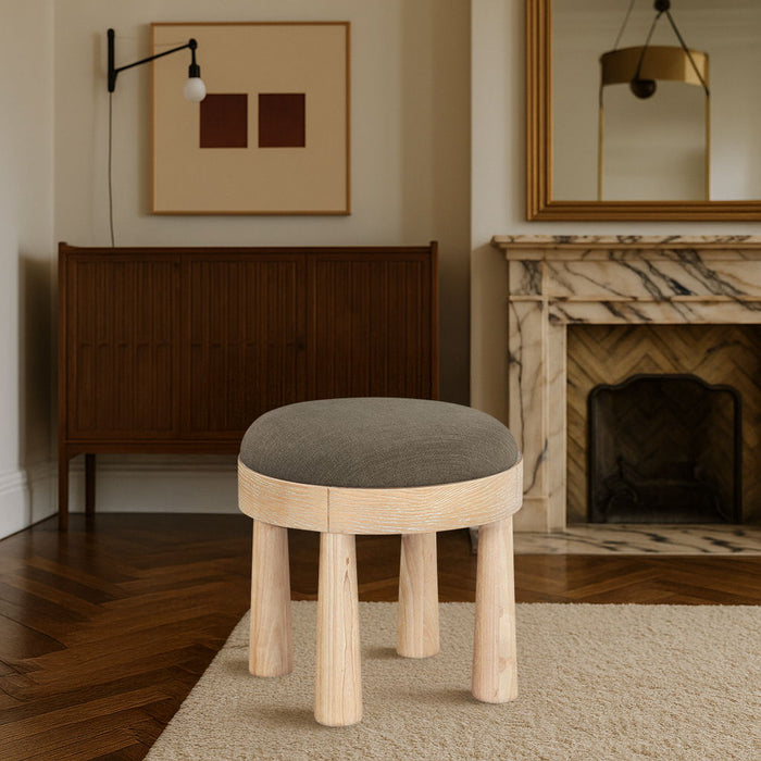 Larea - Linen Textured Fabric Ottoman - Natural Base - Simple Home Plus