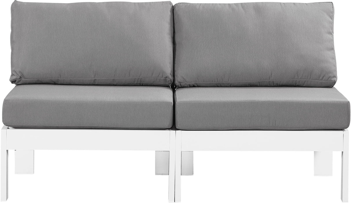 Nizuc - Outdoor Patio 2 Seat Armless Modular Sofa With White Frame