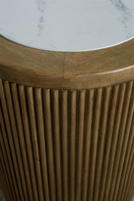 Camdill - Light Brown / White - Round End Table - Simple Home Plus