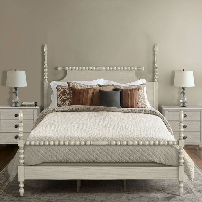 Beckett - King Turned Spindle Bed - Antique Cream - Simple Home Plus