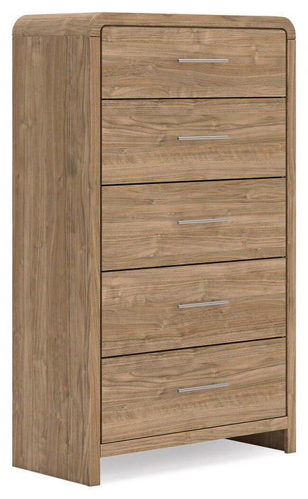Gramburg - Five Drawer Chest - Warm Natural Brown - Simple Home Plus