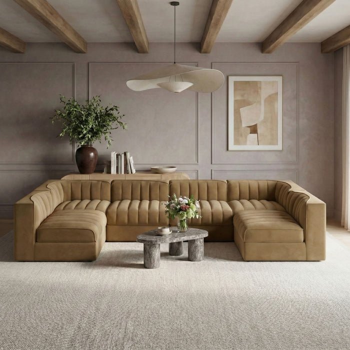 Rummi - Armless Velvet Performance Fabric Upholstered 6 Piece Modular Sectional - Simple Home Plus