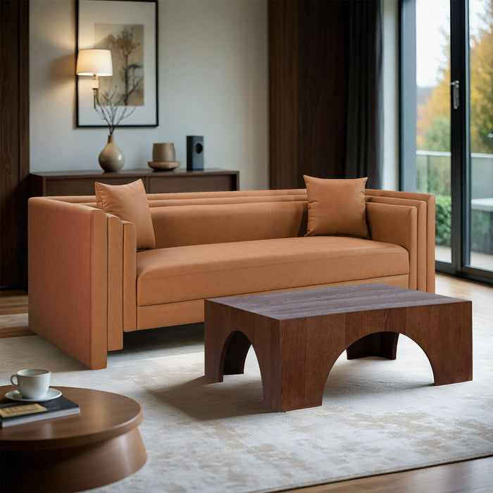 Everett - Vegan Leather Upholstered Sofa - Simple Home Plus
