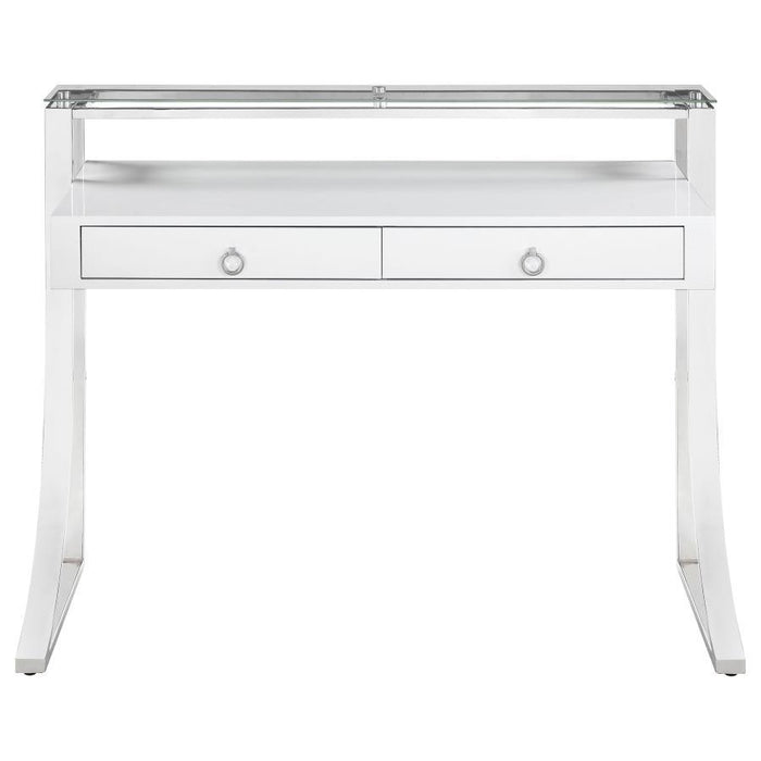 Gemma - 2-Drawer Writing Desk - White High Gloss - Simple Home Plus
