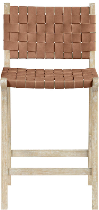 Entwine - Vegan Leather Upholstered Counter Stool - Painted Natural - Simple Home Plus