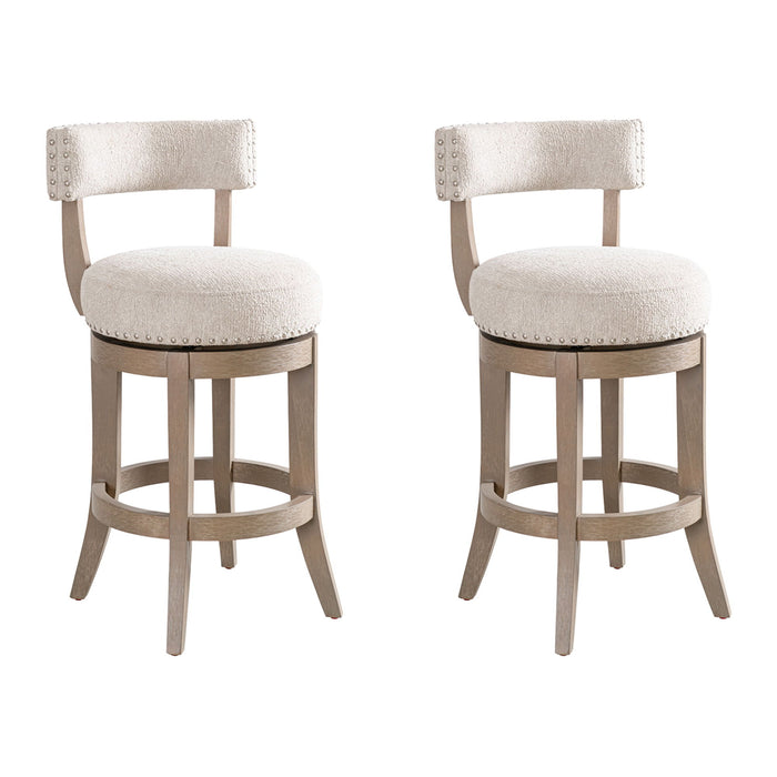 Mystic - Solid Wood Upholstered 26" Counter Height Swivel Barstool - Simple Home Plus