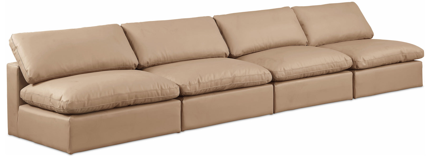 Comfy - Faux Leather Modular Armless Sofa 4 Seats - Tan - Simple Home Plus