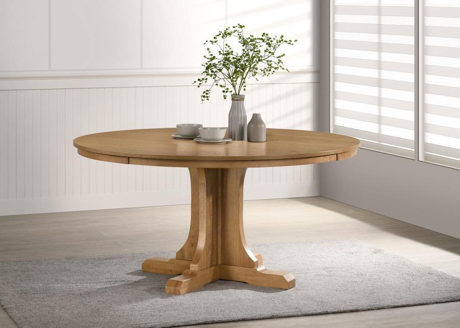 Hartville - 60" Round Dining Table - Natural Light Brown - Simple Home Plus