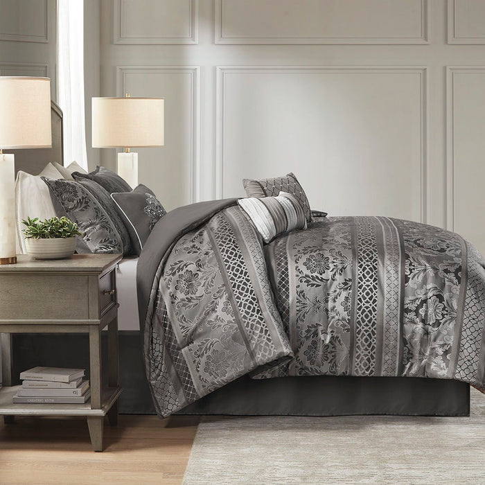 Bellagio - 7 Piece Comforter Set - Gray - Simple Home Plus