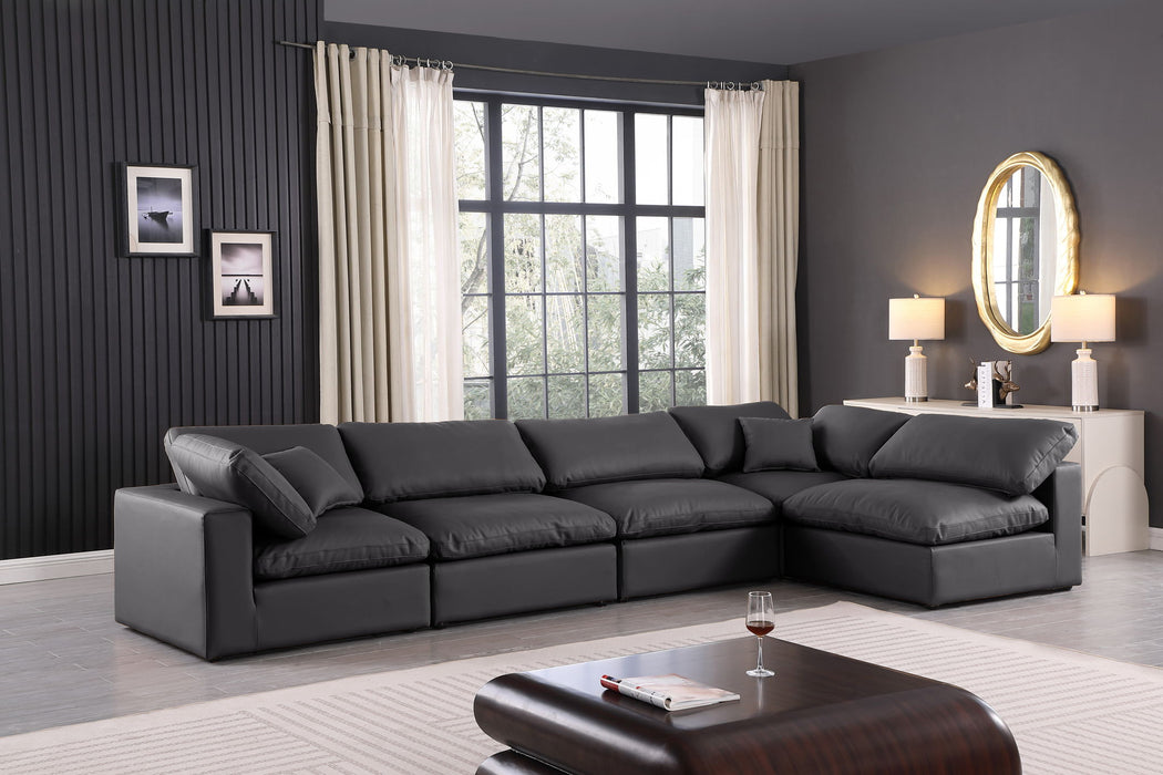 Comfy - 5 Piece Faux Leather Modular Sectional - Simple Home Plus