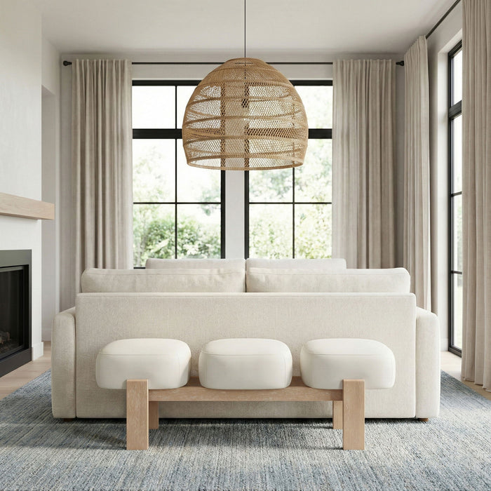 Woodcrest - Vegan Leather Upholstered Bench - Painted Natural Base - Simple Home Plus