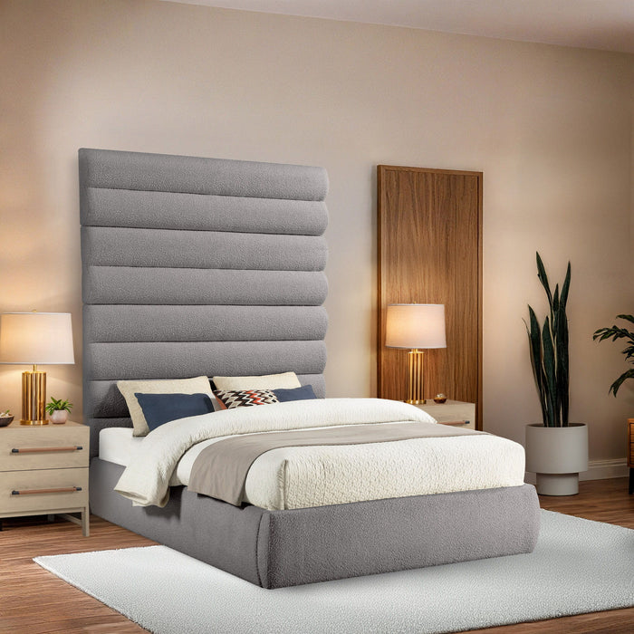 Adam - Boucle Fabric Bed With 89" Headboard - Simple Home Plus