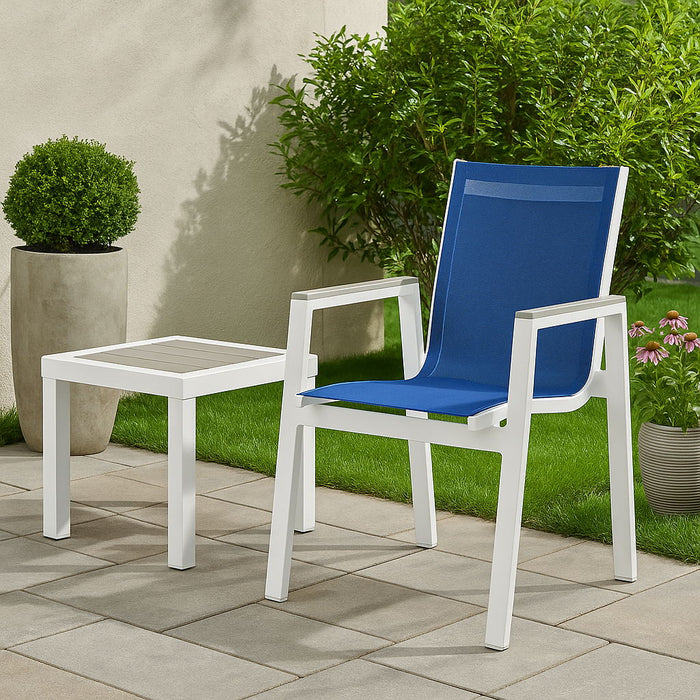 Nizuc - Outdoor Patio Dining Arm Chair With White Frame And Gray Arms (Set of 2) - Simple Home Plus