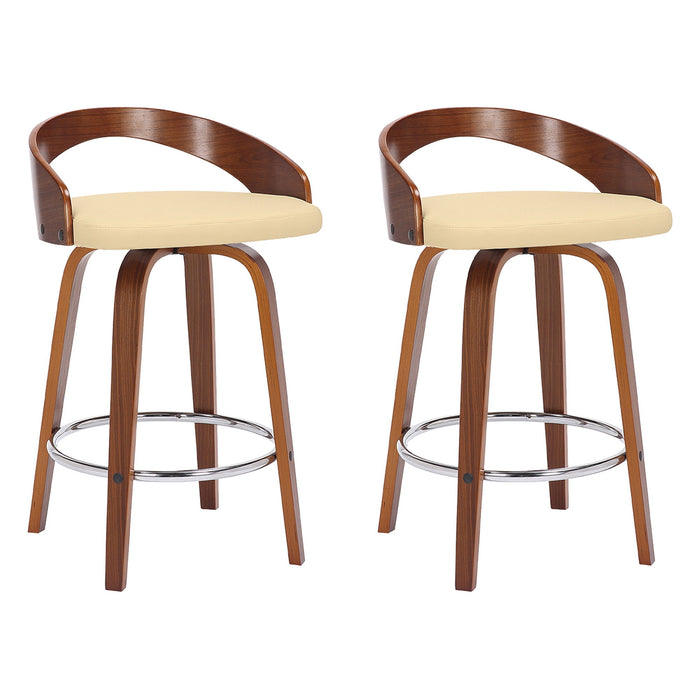 Sonia - 26" Counter Height Swivel Bar Stool - Walnut Wood - Simple Home Plus