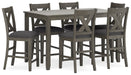 Caitbrook - Gray - Rect Drm Counter Table Set (Set of 7) - Simple Home Plus