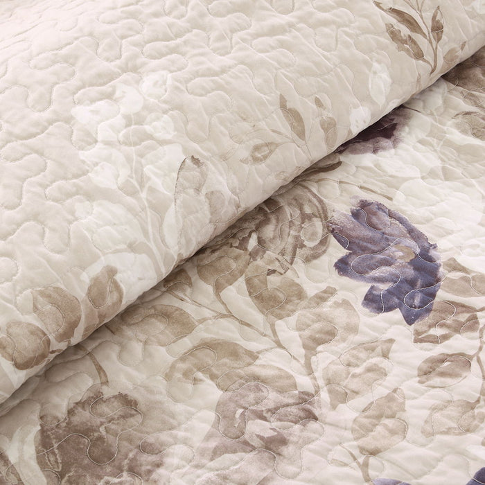 Luna - 6 Piece Reversible Coverlet Set - Taupe - Simple Home Plus