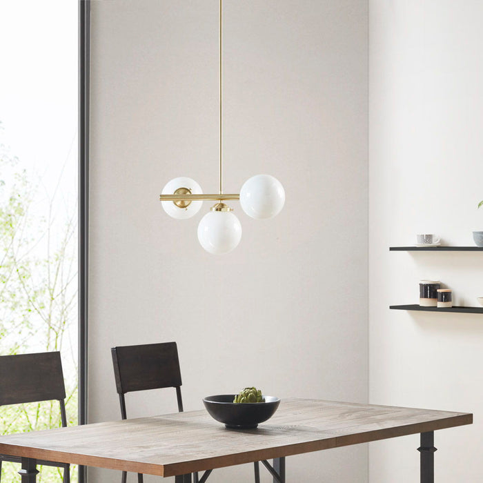 Aurelia - 3-Light Chandelier With Frosted Glass Globe Bulbs - Gold - Simple Home Plus