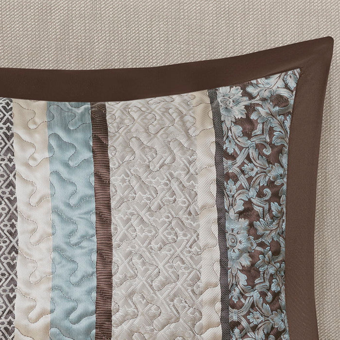 Princeton - 5 Piece Reversible Jacquard Bedspread Set - Light Blue - Simple Home Plus