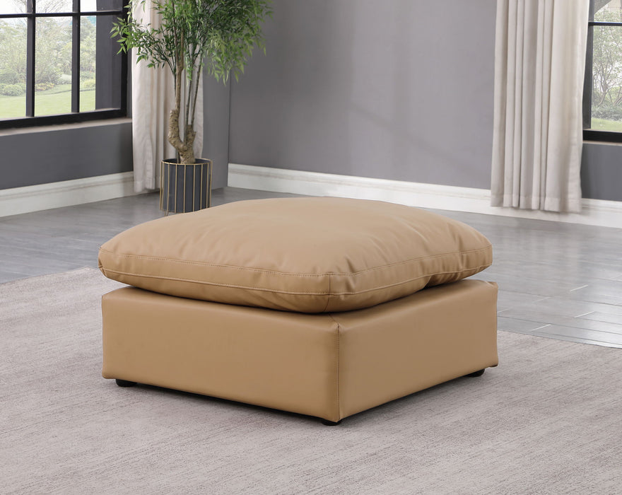 Indulge - Faux Leather Ottoman - Tan - Simple Home Plus