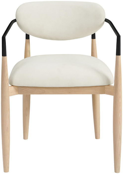 Riccio - Performance Fabric Upholstered Dining Arm Chair (Set of 2) With Light Brown Legs - Cream - Simple Home Plus