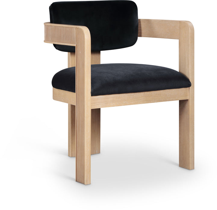 Sacha - Velvet Dining Chair With Natural Base (Set of 2) - Simple Home Plus