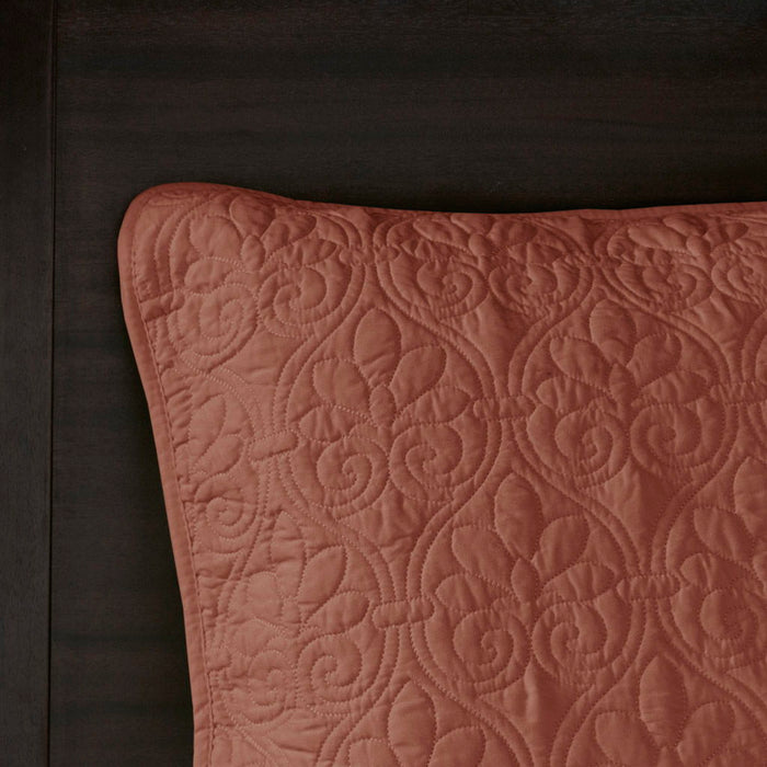 Quebec - 3 Piece King Reversible Bedspread Set - Clay Red - Simple Home Plus