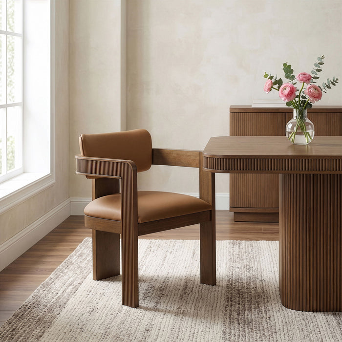 Sacha - Vegan Leather Upholstered Dining Chair With Brown Base (Set of 2)