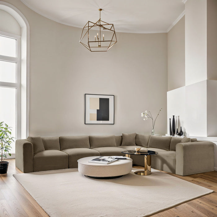 Shaggy - Fabric 6 Piece Modular Corner Sectional - Simple Home Plus