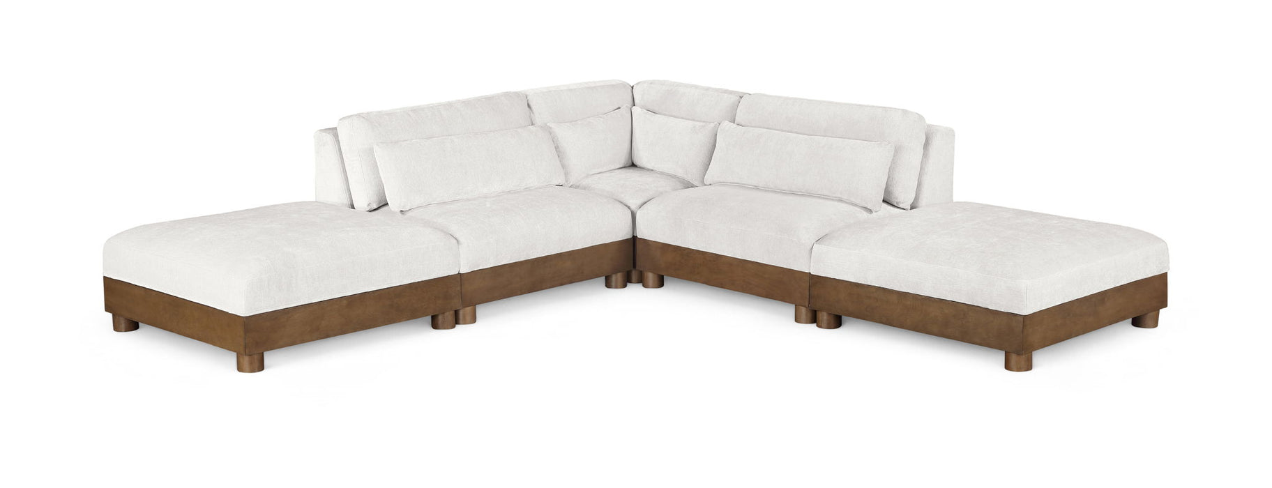 Turin - Chenille Fabric Upholstered Modular Sectional - Cream - Simple Home Plus