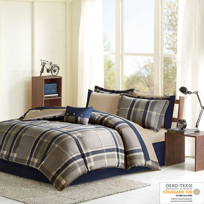 Robbie - Comforter And Sheet Set - Navy Multi - Simple Home Plus