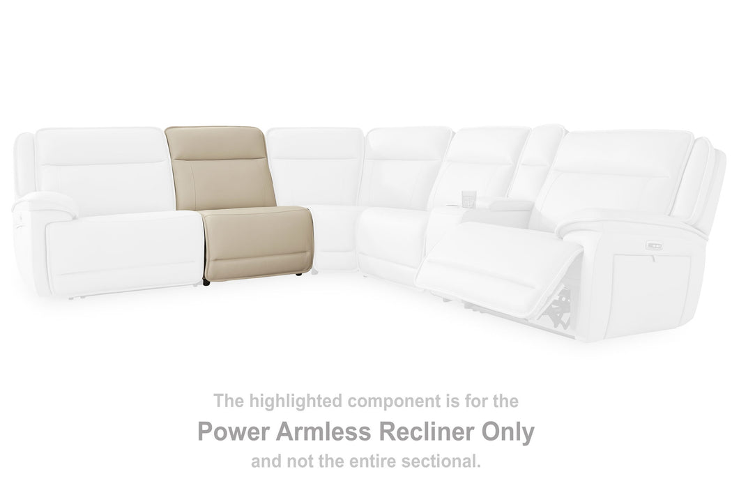 Double Deal - Power Armless Recliner With Adj Headrest - Almond - Simple Home Plus