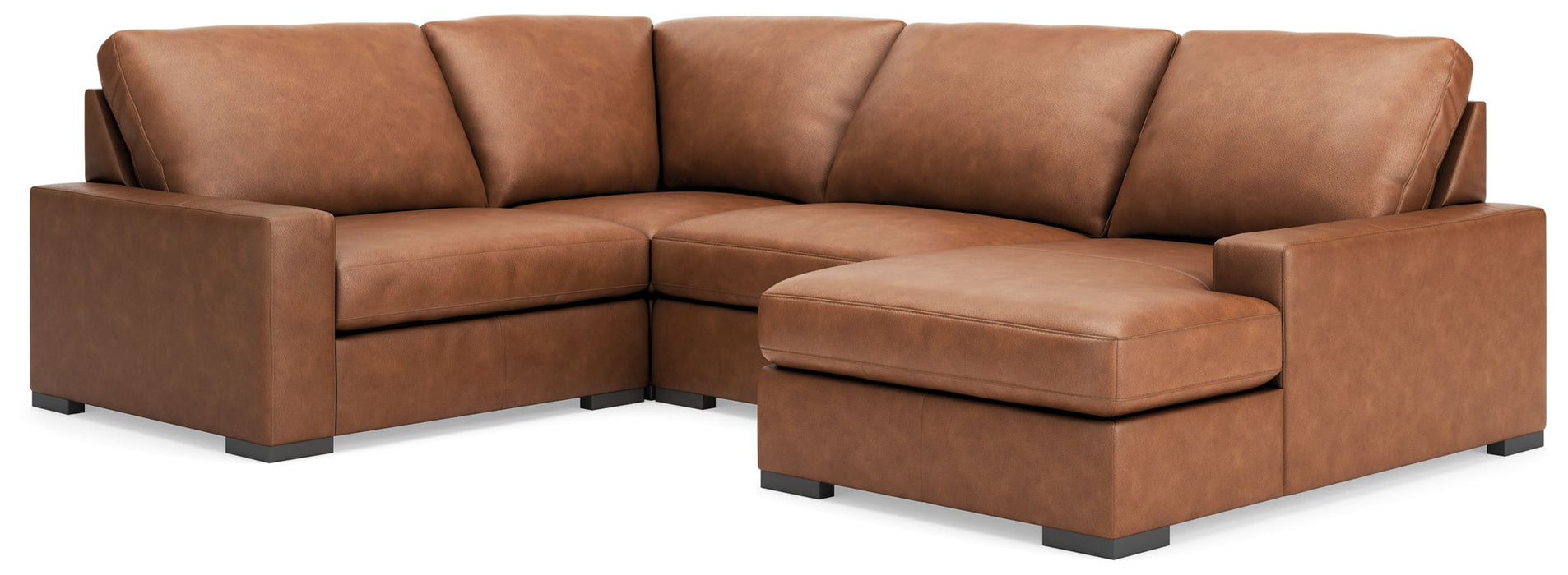 Calden - 4-Piece Sectional With RAF Corner Chaise - Caramel - Simple Home Plus