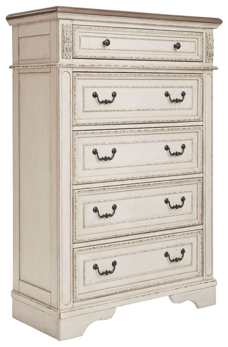 Realyn - White / Brown / Beige - Five Drawer Chest - Simple Home Plus