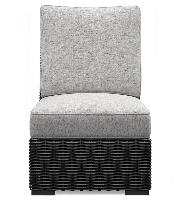 Beachcroft - Armless Chair With Cushion - Black / Light Gray - Simple Home Plus