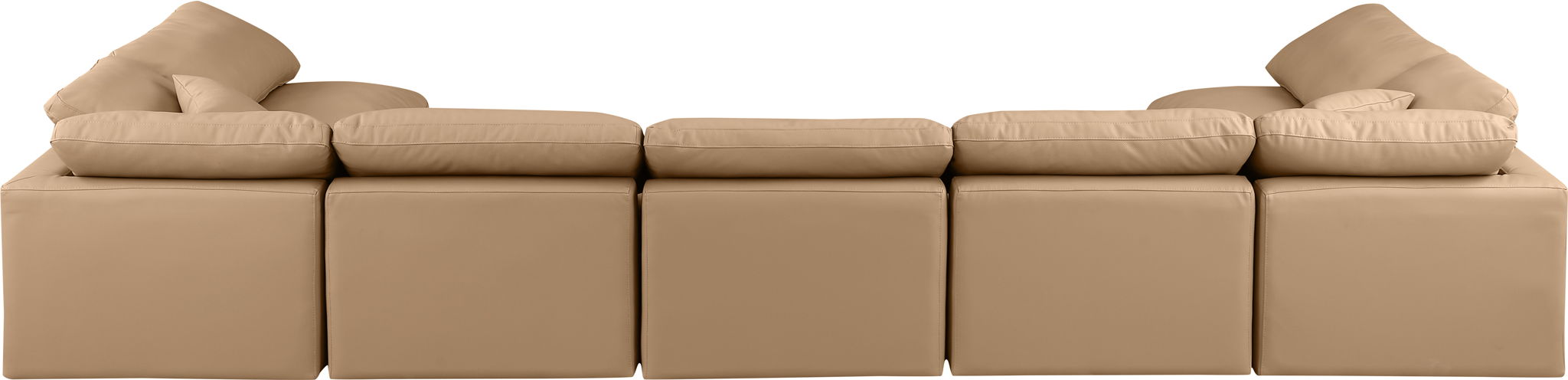 Indulge - Faux Leather 7 Piece Modular U-Shaped Sectional - Tan - Simple Home Plus
