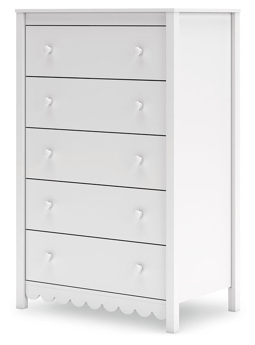 Hallityn - White - Five Drawer Chest - Simple Home Plus
