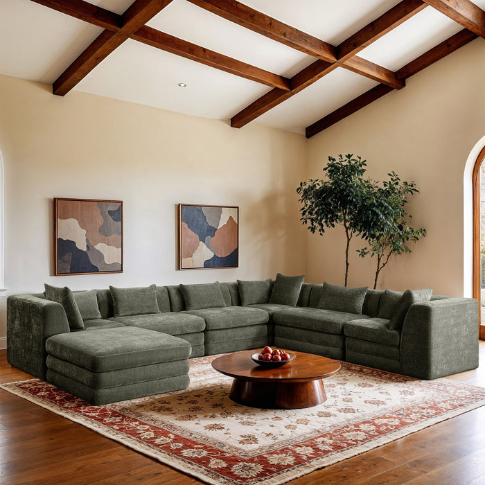 Stellar - 7 Piece Chenille Fabric Upholstered Modular Sectional - Simple Home Plus