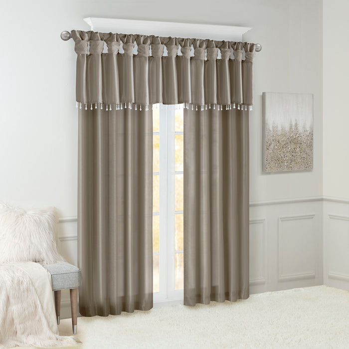 Emilia - Lightweight Valance With Beads - Pewter - Simple Home Plus