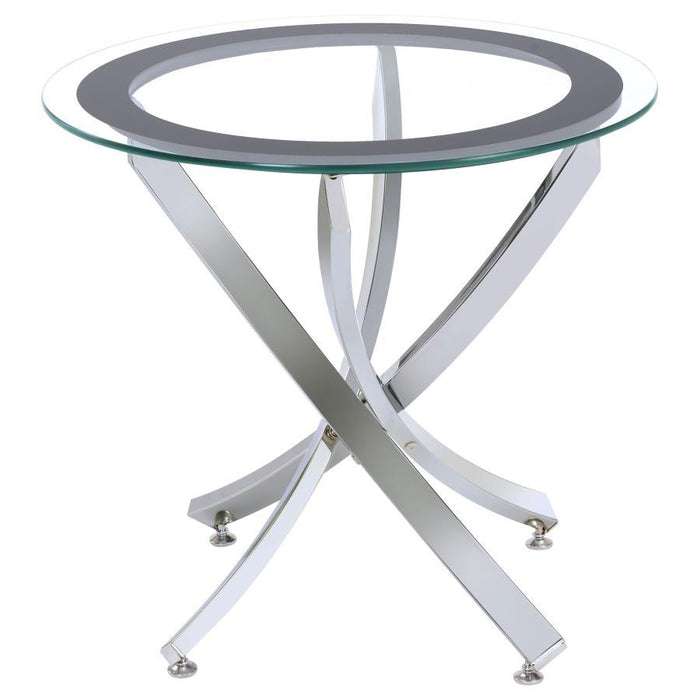 Brooke - Round Glass Top Side End Table Metal Base - Simple Home Plus