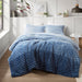 Avril - Full/Queen Fluffy Ribbed Plush Comforter Set - Blue Ombre - Simple Home Plus