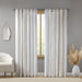 Ebby - 50x95" Poly Printed Curtain Panel With Tufted Stripe (Set of 2) - White / Taupe - Simple Home Plus